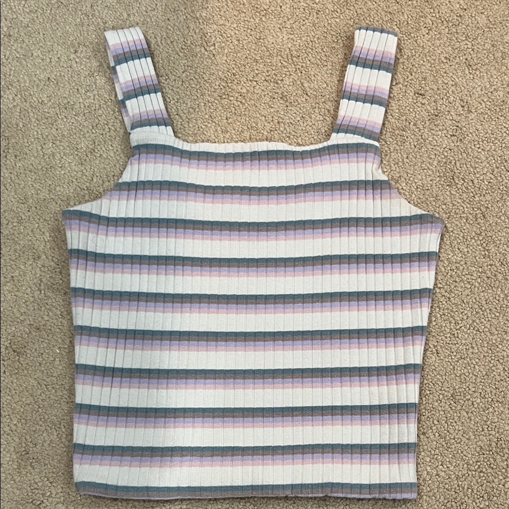 SO Women's Striped Ribbed Camisole - Pastel Hues